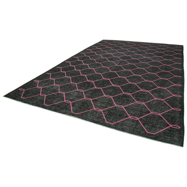 Rosalind Wheeler Akeira HandKnotted Black/Pink Rug Wayfair.co.uk